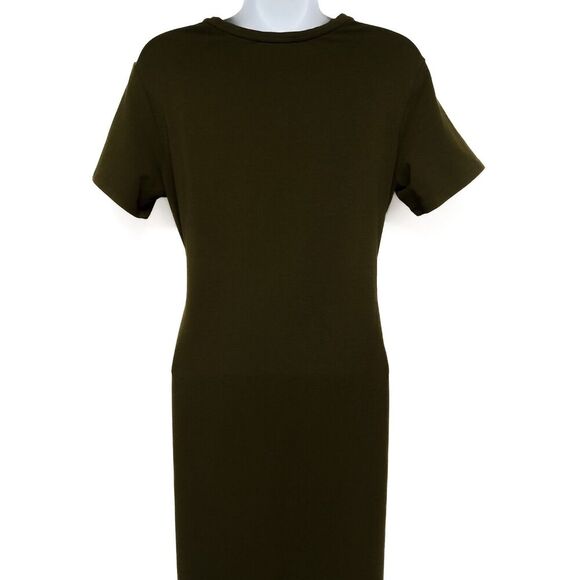 Theory Dakui Rubric Knotted Front Tie T-Shirt Dress Short Sleeve Basil Green - Picture 4 of 9